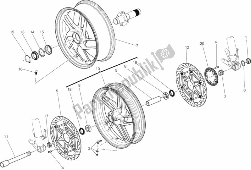 All parts for the Ruota Anteriore E Posteriore of the Ducati Superbike 1199 Panigale ABS USA 2014